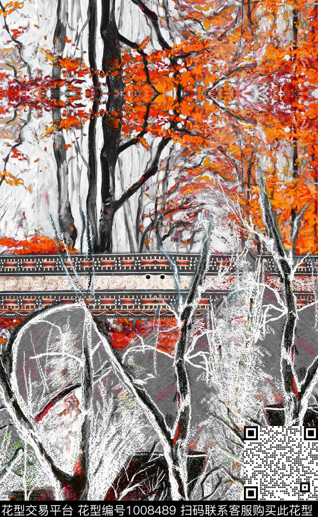 定位花复古油画华亿平台数码印花华亿平台下载（图片编号: 1008489） - 瓦栏（Walan）