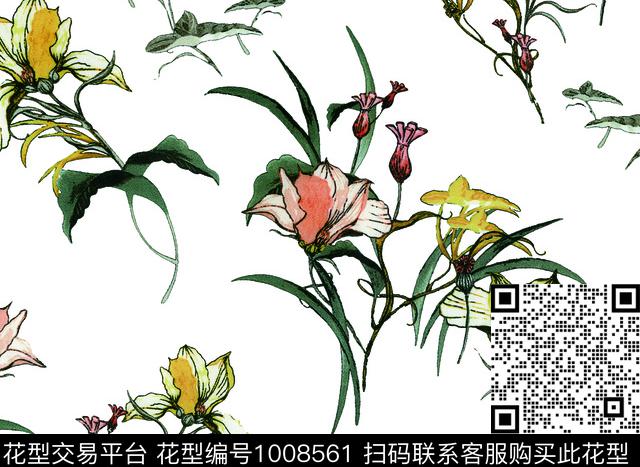 大花数码华亿平台抽象花卉数码印花华亿平台下载（图片编号: 1008561） - 瓦栏（Walan）
