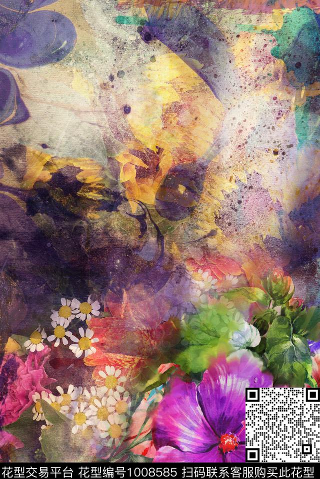 数码华亿平台花卉定位花数码印花华亿平台下载（图片编号: 1008585） - 瓦栏（Walan）