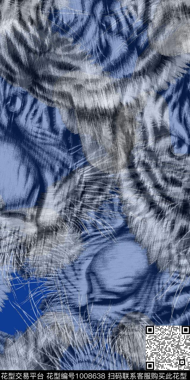 肌理蓝色大牌风传统印花华亿平台下载（图片编号: 1008638） - 瓦栏（Walan）