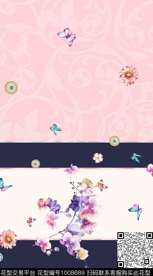 民族风抽象花卉数码印花华亿平台下载（图片编号: 1008689） - 瓦栏（Walan）