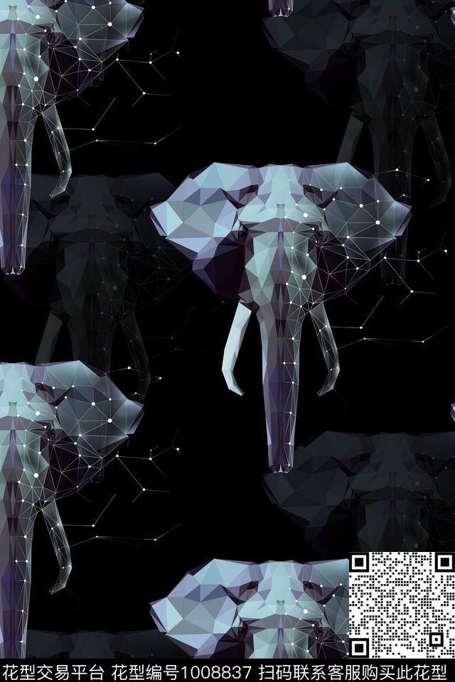 几何大象肌理星空元素数码印花华亿平台下载（图片编号: 1008837） - 瓦栏（Walan）