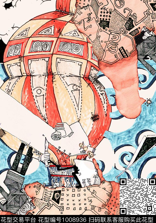 数码华亿平台线条几何数码印花华亿平台下载（图片编号: 1008936） - 瓦栏（Walan）