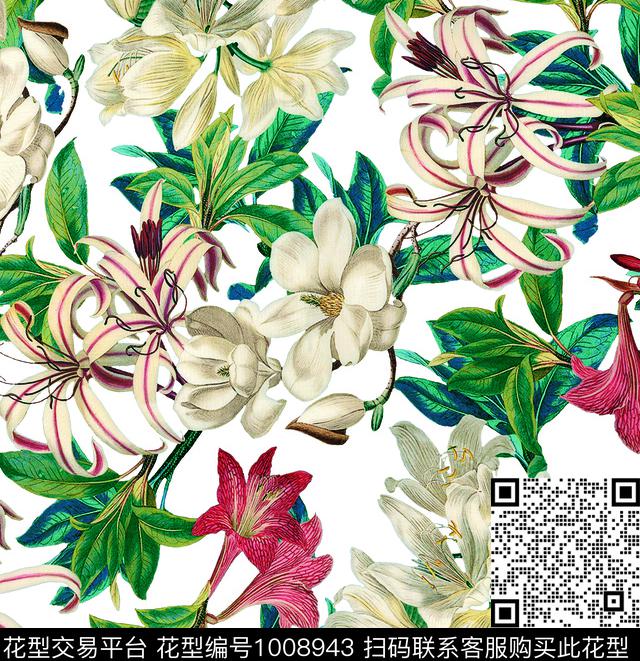 数码华亿平台淑女花卉数码印花华亿平台下载（图片编号: 1008943） - 瓦栏（Walan）