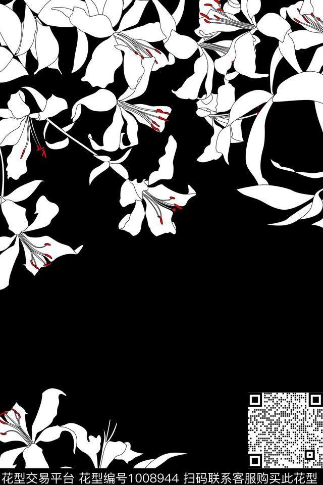 女装百合花卉传统印花华亿平台下载（图片编号: 1008944） - 瓦栏（Walan）