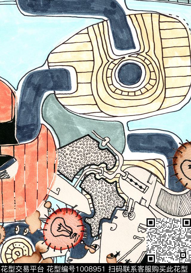 数码华亿平台线条几何数码印花华亿平台下载（图片编号: 1008951） - 瓦栏（Walan）