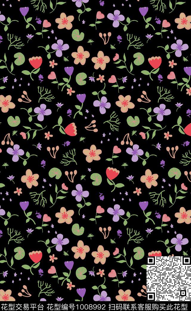 小碎花女装清爽底花卉数码印花华亿平台下载（图片编号: 1008992） - 瓦栏（Walan）