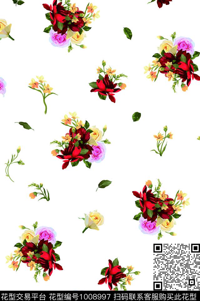 数码华亿平台小碎花月季花数码印花华亿平台下载（图片编号: 1008997） - 瓦栏（Walan）
