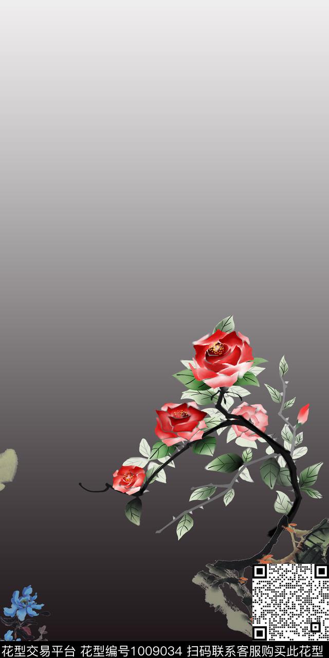 动物花卉旗袍水墨风数码印花华亿平台下载（图片编号: 1009034） - 瓦栏（Walan）