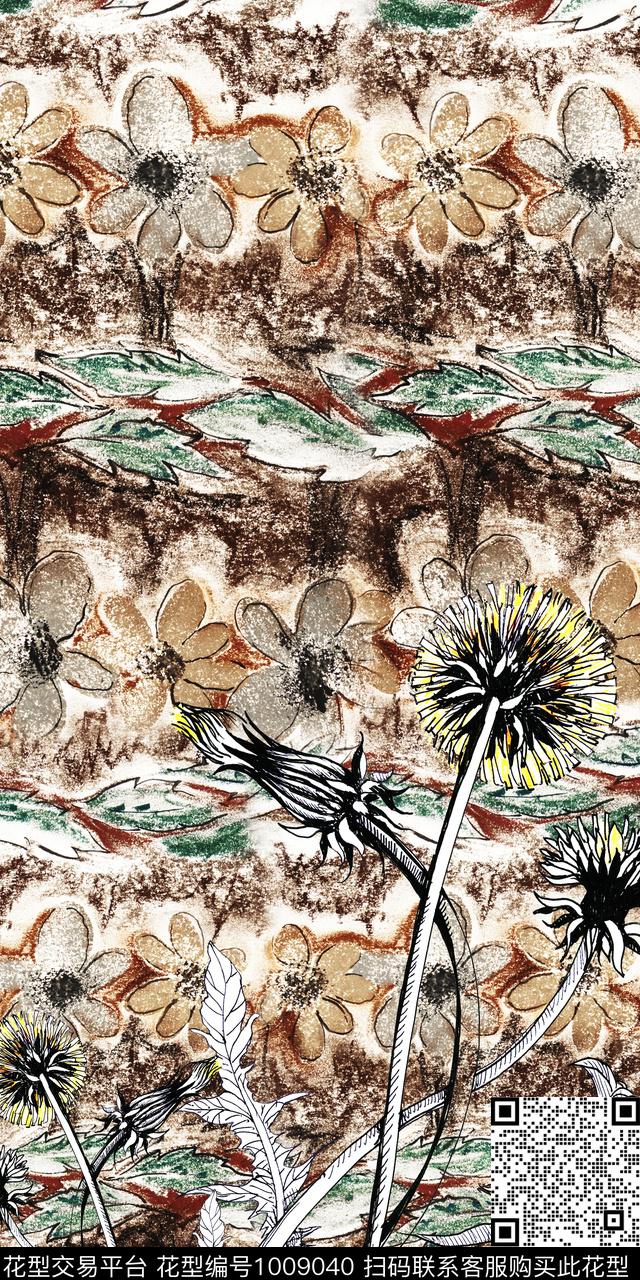 民族风抽象花卉数码印花华亿平台下载（图片编号: 1009040） - 瓦栏（Walan）