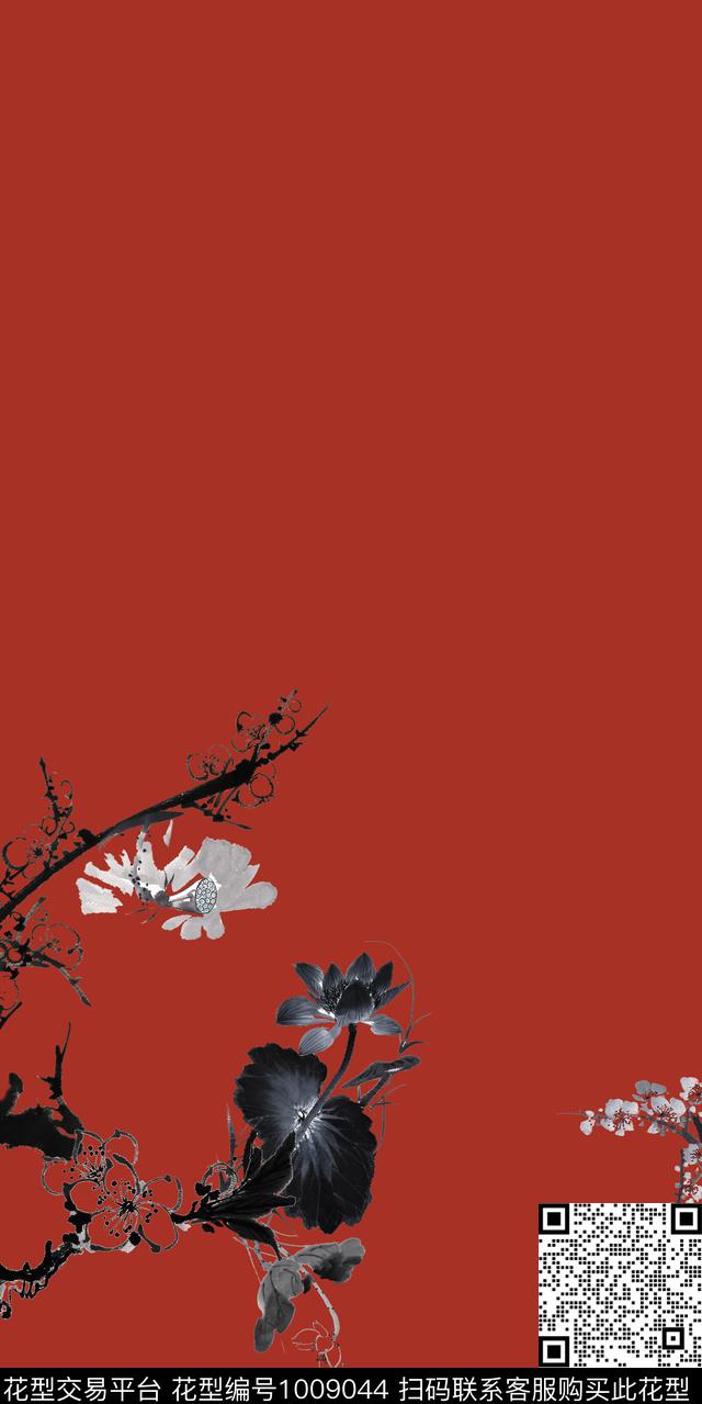 动物花卉旗袍水墨风数码印花华亿平台下载（图片编号: 1009044） - 瓦栏（Walan）