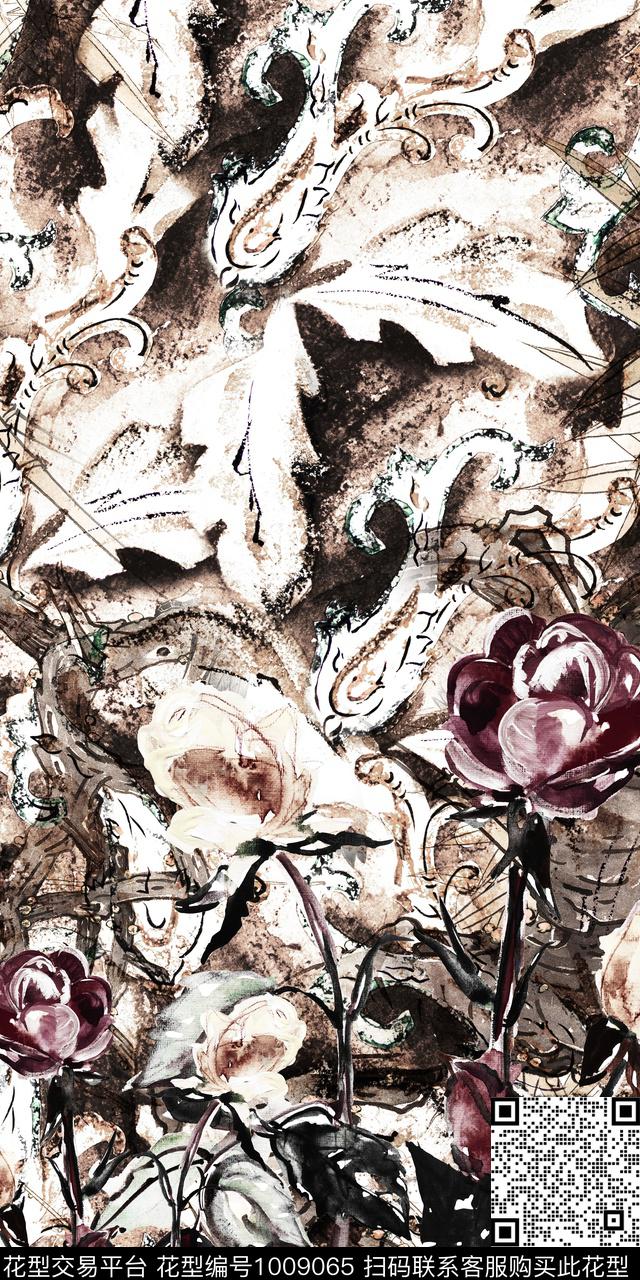 民族风抽象花卉数码印花华亿平台下载（图片编号: 1009065） - 瓦栏（Walan）