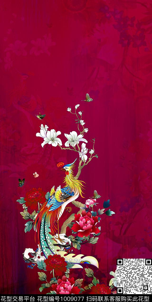 数码华亿平台手绘花卉香云纱数码印花华亿平台下载（图片编号: 1009077） - 瓦栏（Walan）