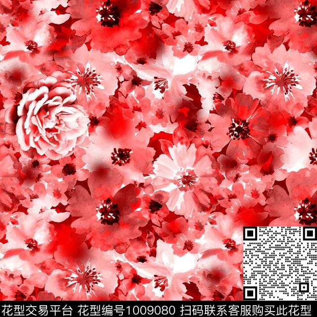 数码华亿平台手绘花卉香云纱数码印花华亿平台下载（图片编号: 1009080） - 瓦栏（Walan）