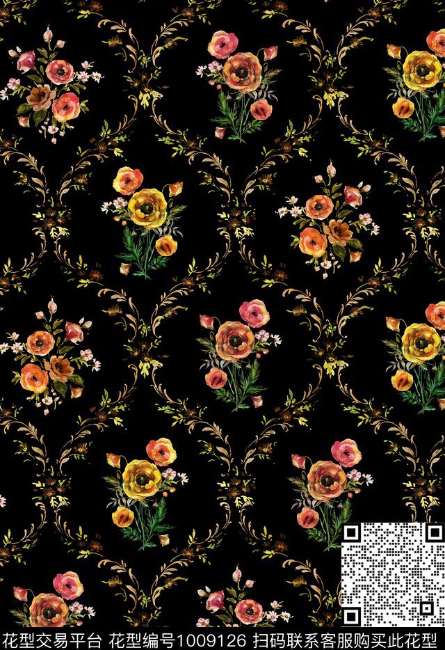 小碎花花卉欧洲数码印花华亿平台下载（图片编号: 1009126） - 瓦栏（Walan）