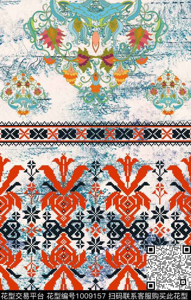 深圳民族风几何数码印花华亿平台下载（图片编号: 1009157） - 瓦栏（Walan）