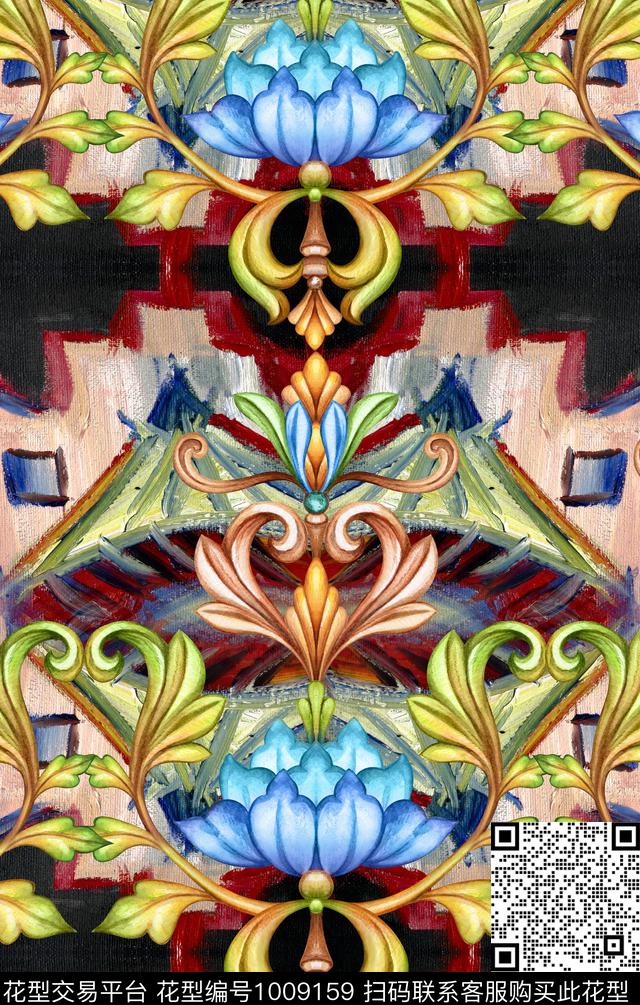 深圳民族风几何数码印花华亿平台下载（图片编号: 1009159） - 瓦栏（Walan）