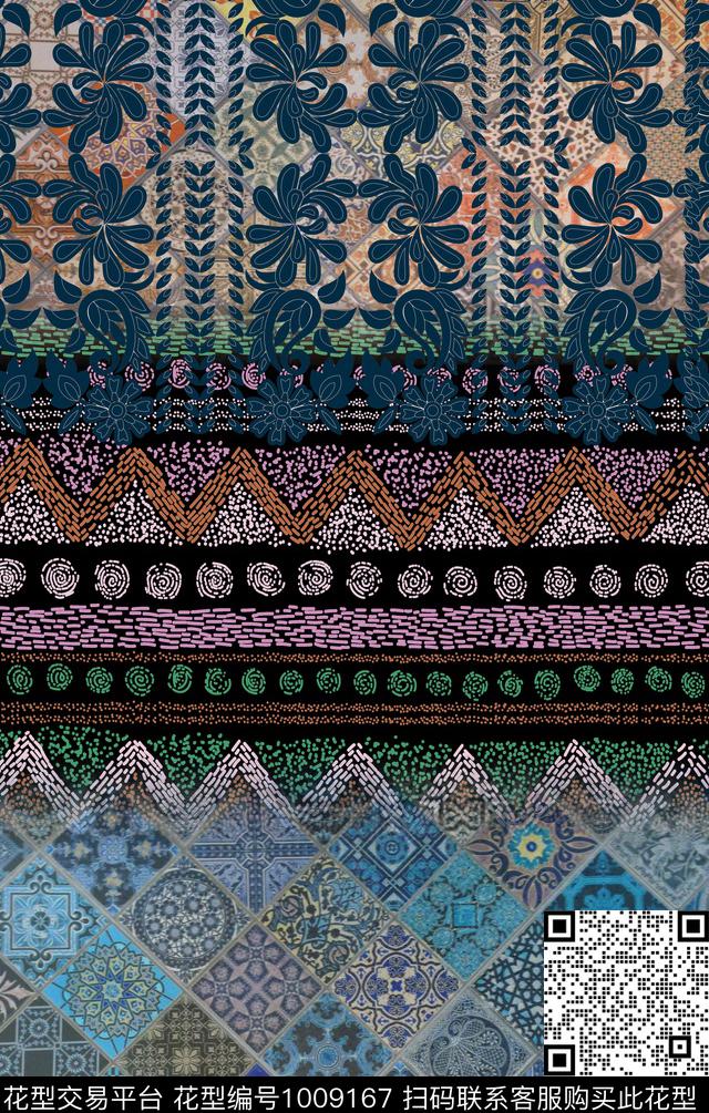 深圳民族风几何数码印花华亿平台下载（图片编号: 1009167） - 瓦栏（Walan）