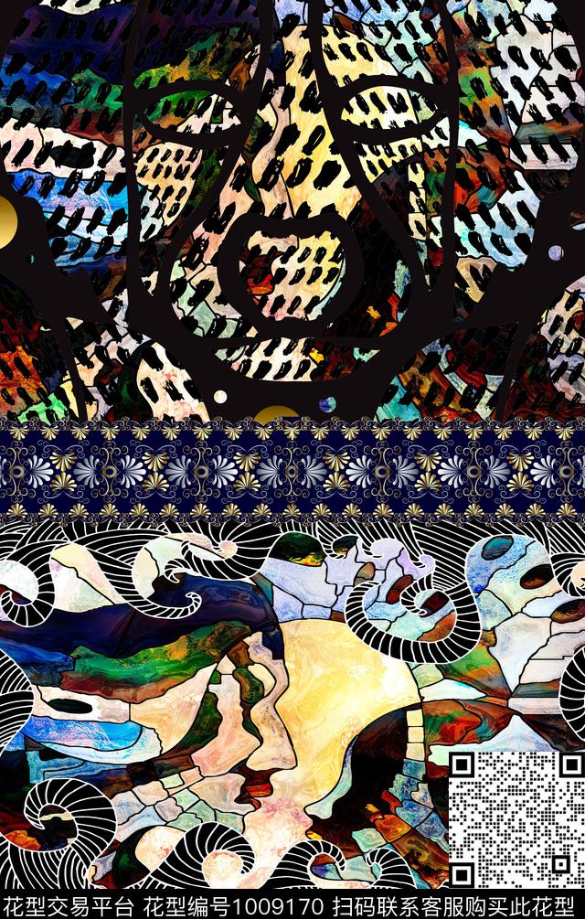 波西米亚复古定位花数码印花华亿平台下载（图片编号: 1009170） - 瓦栏（Walan）