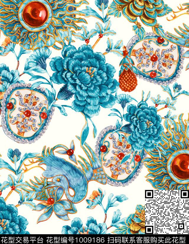 民族花卉民族风数码印花华亿平台下载（图片编号: 1009186） - 瓦栏（Walan）