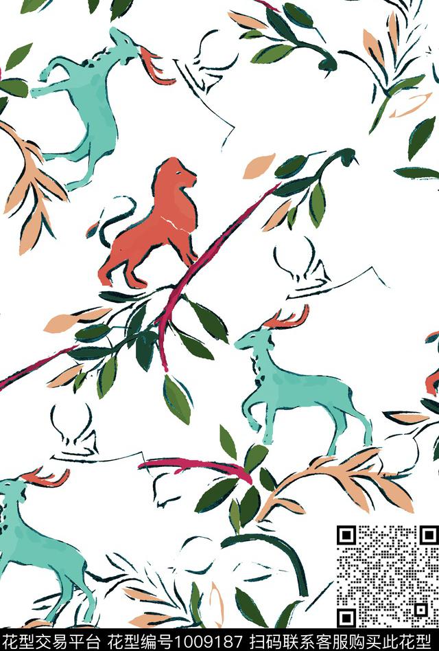 植物花卉清爽底花卉数码印花华亿平台下载（图片编号: 1009187） - 瓦栏（Walan）