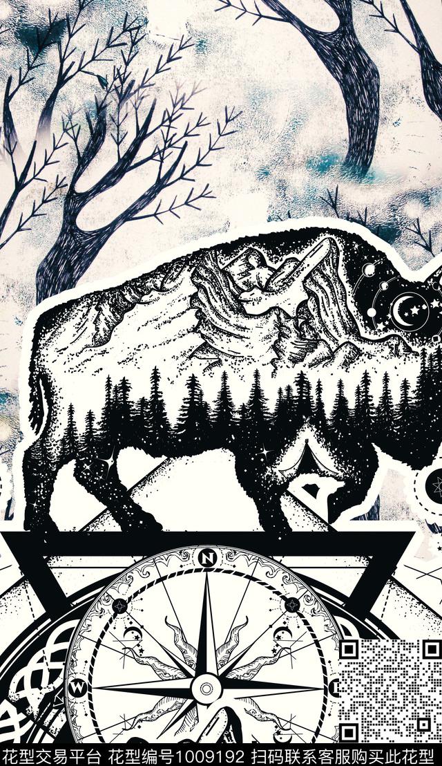 卡通几何水彩花卉数码印花华亿平台下载（图片编号: 1009192） - 瓦栏（Walan）