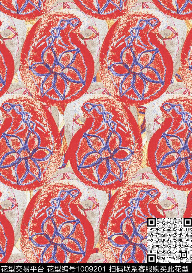 波西米亚复古花纹数码印花华亿平台下载（图片编号: 1009201） - 瓦栏（Walan）