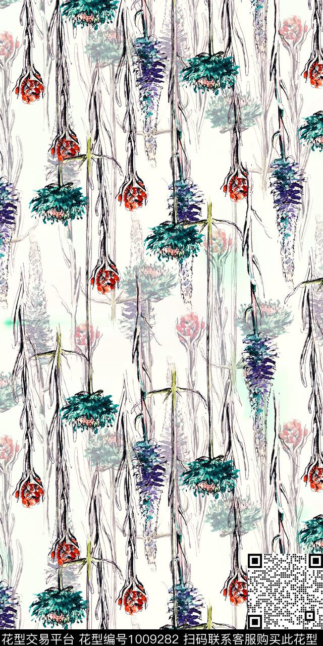 植物花卉手绘花卉数码印花华亿平台下载（图片编号: 1009282） - 瓦栏（Walan）