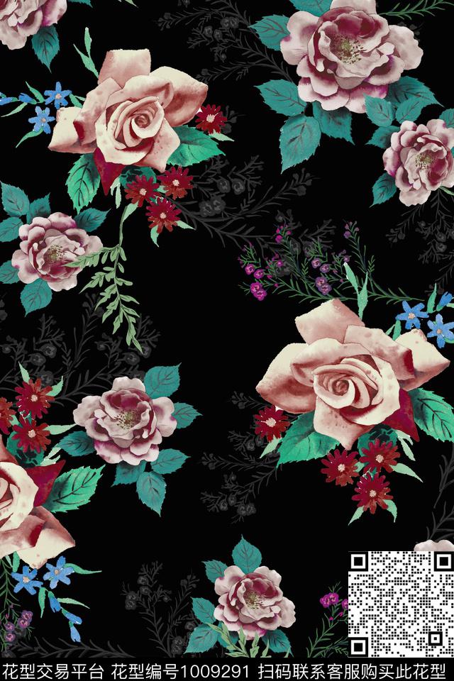 趣味男装花卉数码印花华亿平台下载（图片编号: 1009291） - 瓦栏（Walan）