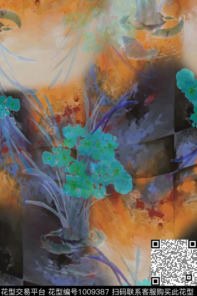 数码华亿平台朦胧花卉女装数码印花华亿平台下载（图片编号: 1009387） - 瓦栏（Walan）