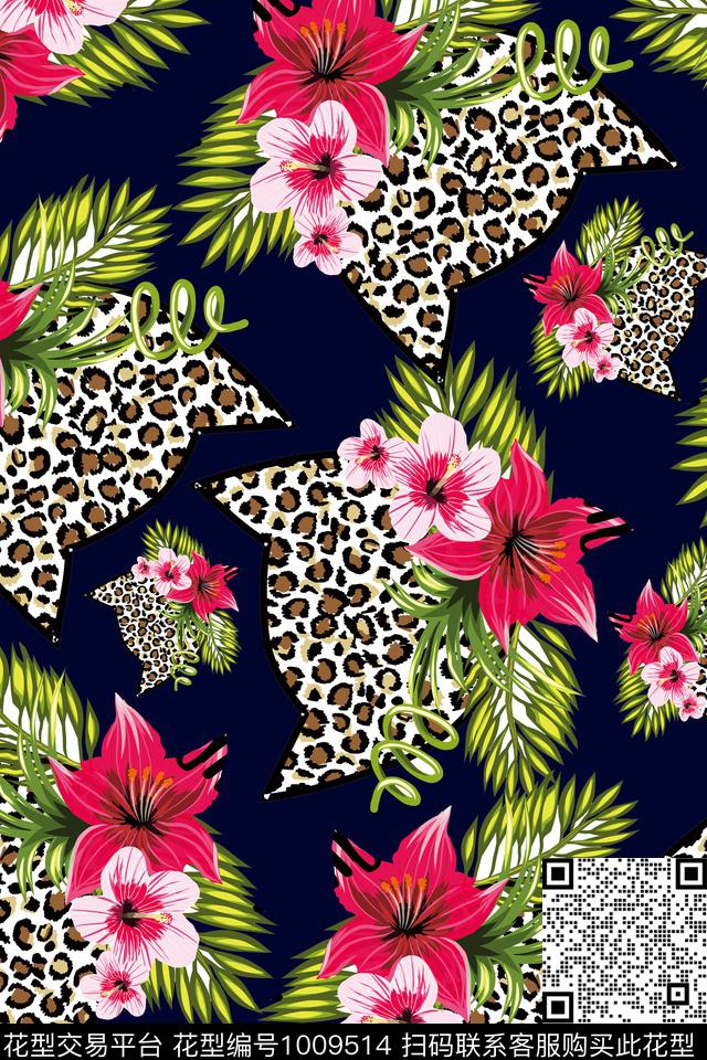 数码华亿平台豹纹花卉数码印花华亿平台下载（图片编号: 1009514） - 瓦栏（Walan）