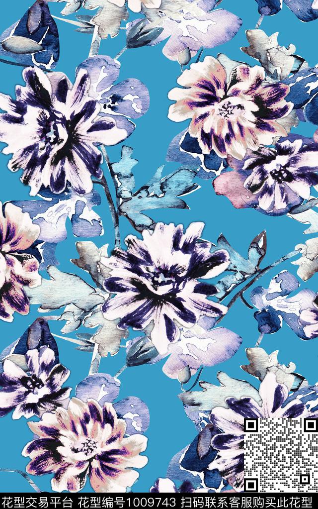 花卉复古大牌风数码印花华亿平台下载（图片编号: 1009743） - 瓦栏（Walan）