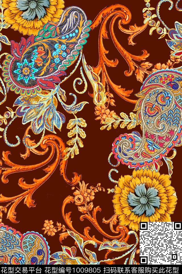 民族花卉女装民族风数码印花华亿平台下载（图片编号: 1009805） - 瓦栏（Walan）