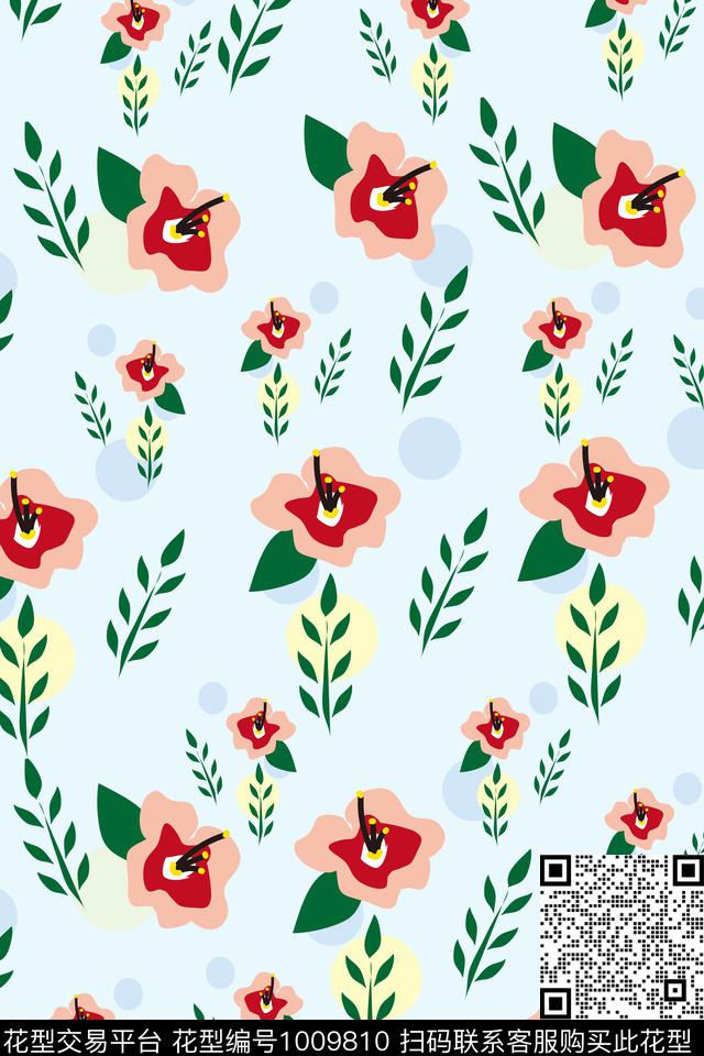小碎花春夏华亿平台花卉数码印花华亿平台下载（图片编号: 1009810） - 瓦栏（Walan）