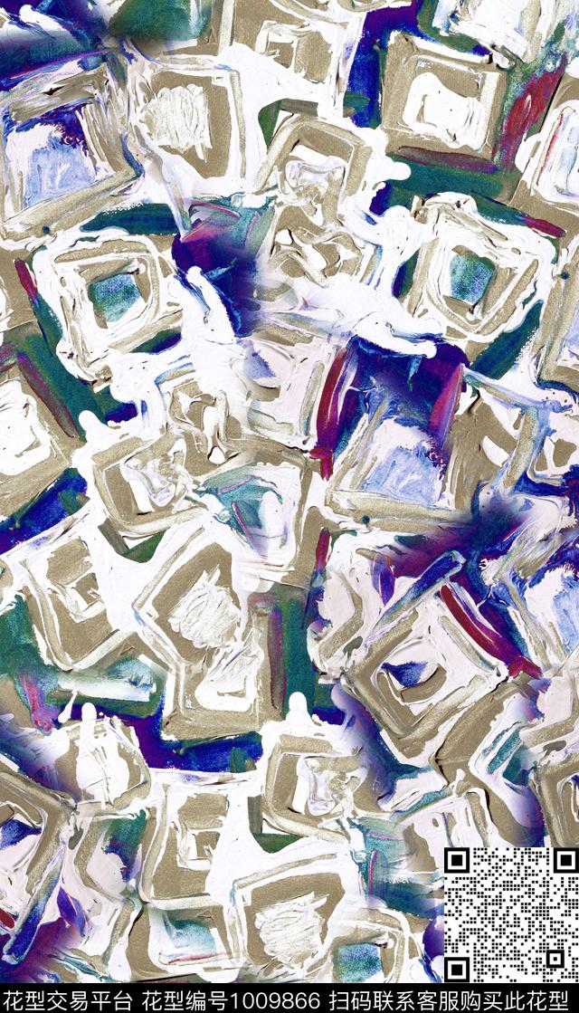 涂鸦抽象几何数码印花华亿平台下载（图片编号: 1009866） - 瓦栏（Walan）