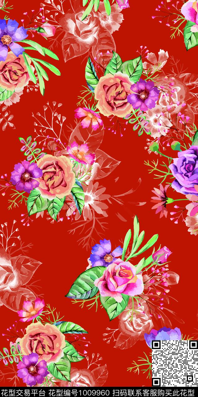 数码华亿平台花卉大牌风数码印花华亿平台下载（图片编号: 1009960） - 瓦栏（Walan）