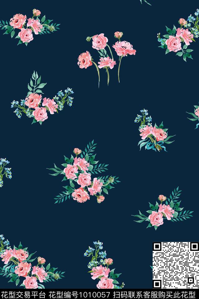 植物玫瑰花插画数码印花华亿平台下载（图片编号: 1010057） - 瓦栏（Walan）