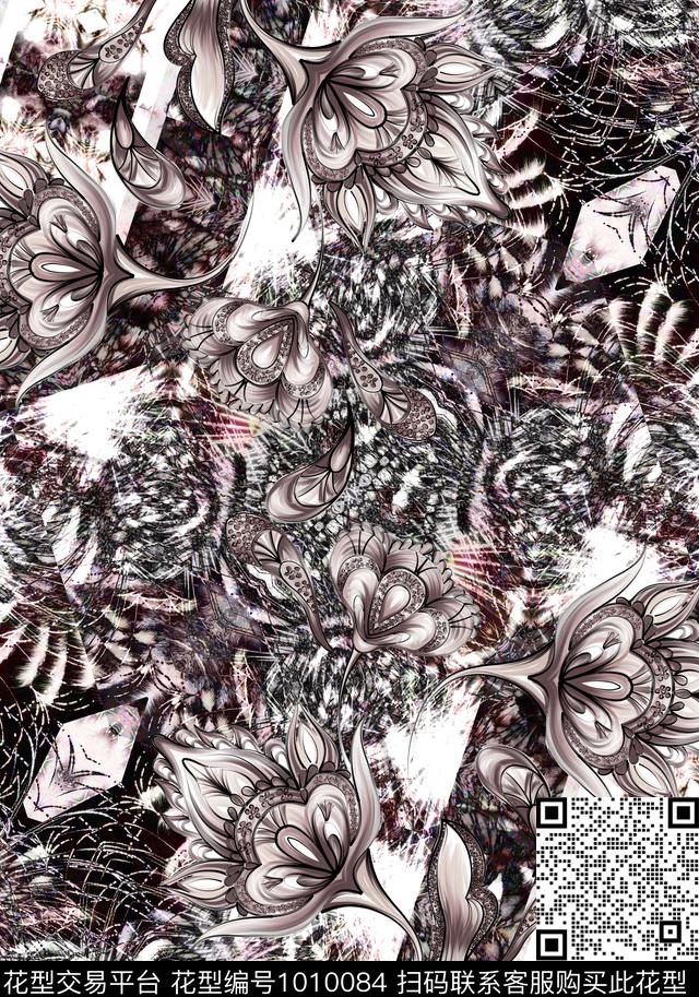 民族风几何复古数码印花华亿平台下载（图片编号: 1010084） - 瓦栏（Walan）