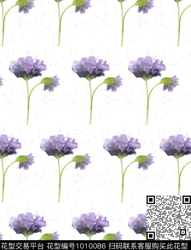 花卉水彩花卉清爽底花卉数码印花华亿平台下载（图片编号: 1010086） - 瓦栏（Walan）