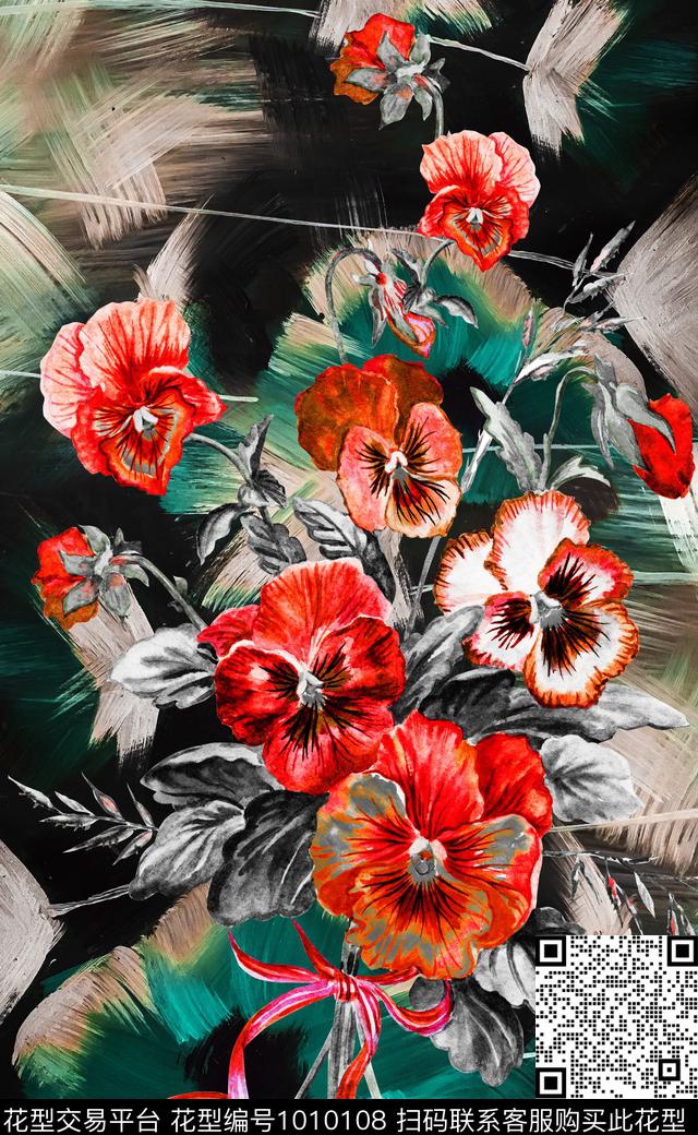 花卉定位花女装定位花数码印花华亿平台下载（图片编号: 1010108） - 瓦栏（Walan）