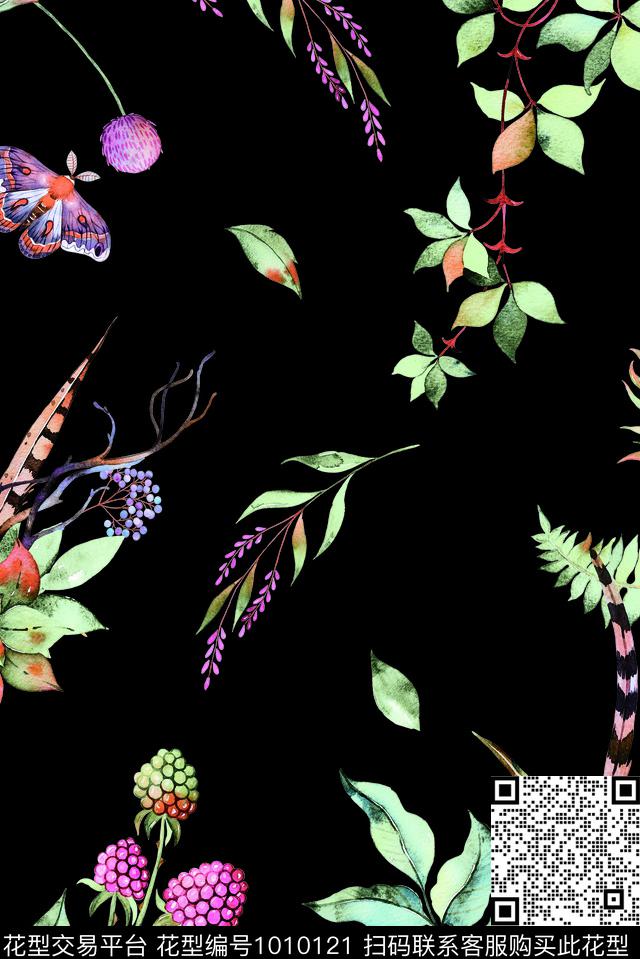 民族风抽象羽毛数码印花华亿平台下载（图片编号: 1010121） - 瓦栏（Walan）