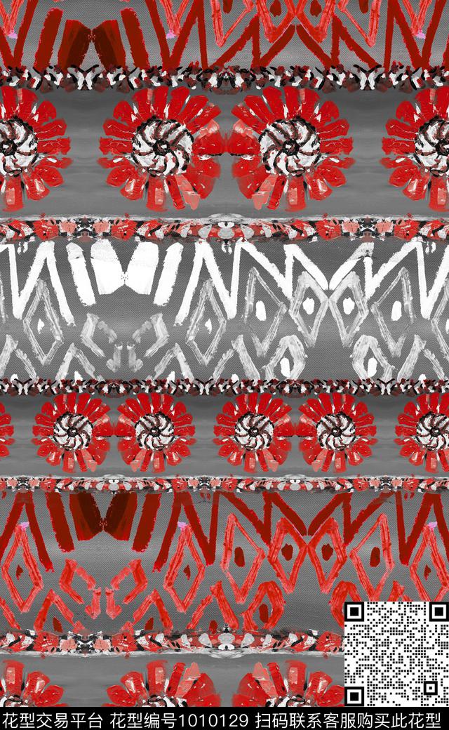 民族风波西米亚定位花数码印花华亿平台下载（图片编号: 1010129） - 瓦栏（Walan）