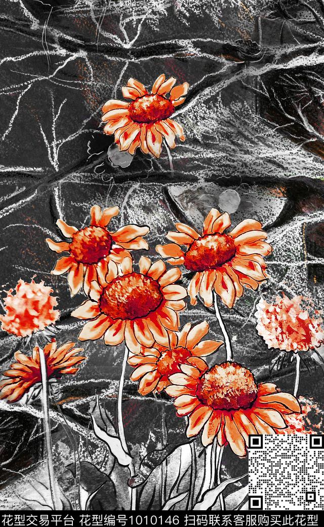 花卉定位花女装定位花数码印花华亿平台下载（图片编号: 1010146） - 瓦栏（Walan）