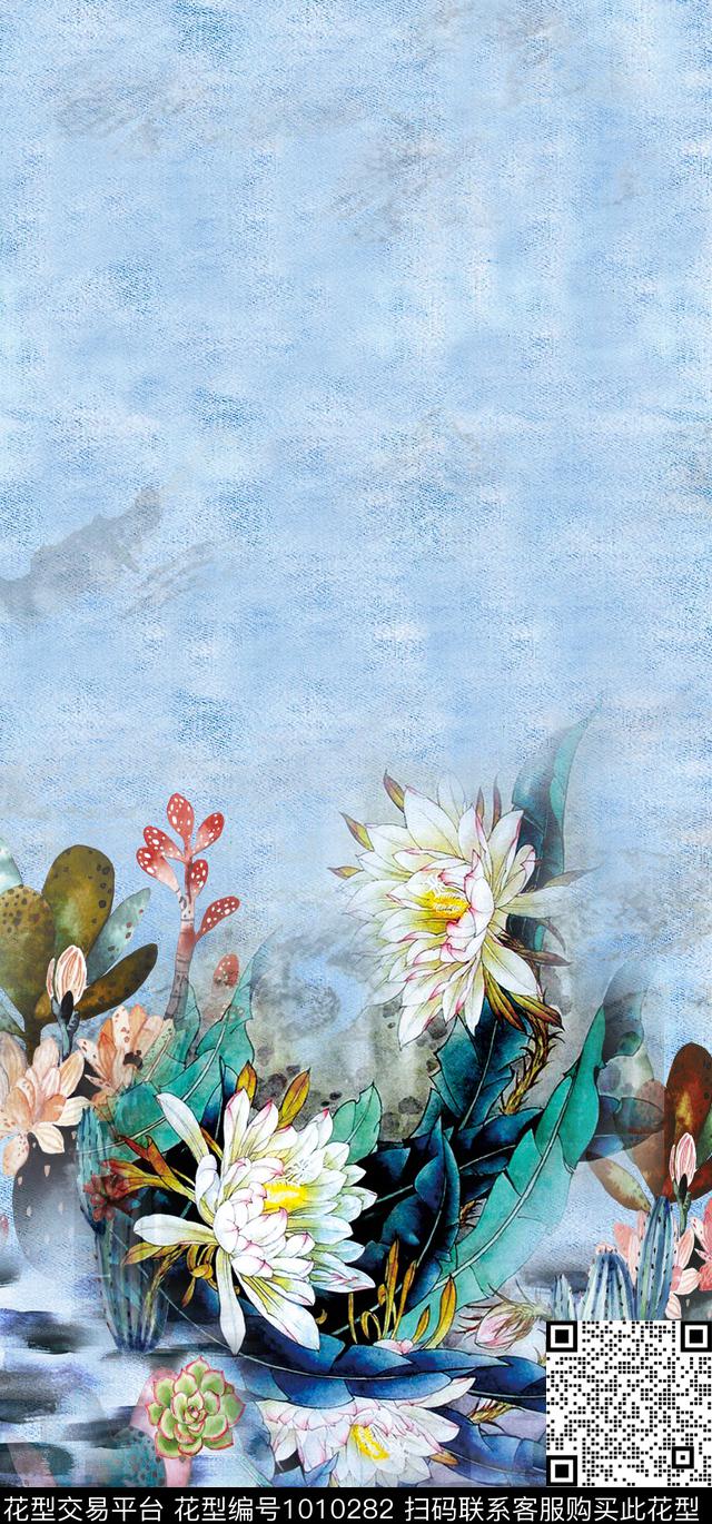 花卉手绘花卉黑底花卉数码印花华亿平台下载（图片编号: 1010282） - 瓦栏（Walan）