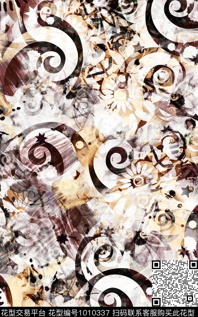 民族风几何复古数码印花华亿平台下载（图片编号: 1010337） - 瓦栏（Walan）