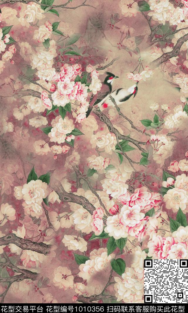 真丝旗袍国画花卉数码印花华亿平台下载（图片编号: 1010356） - 瓦栏（Walan）