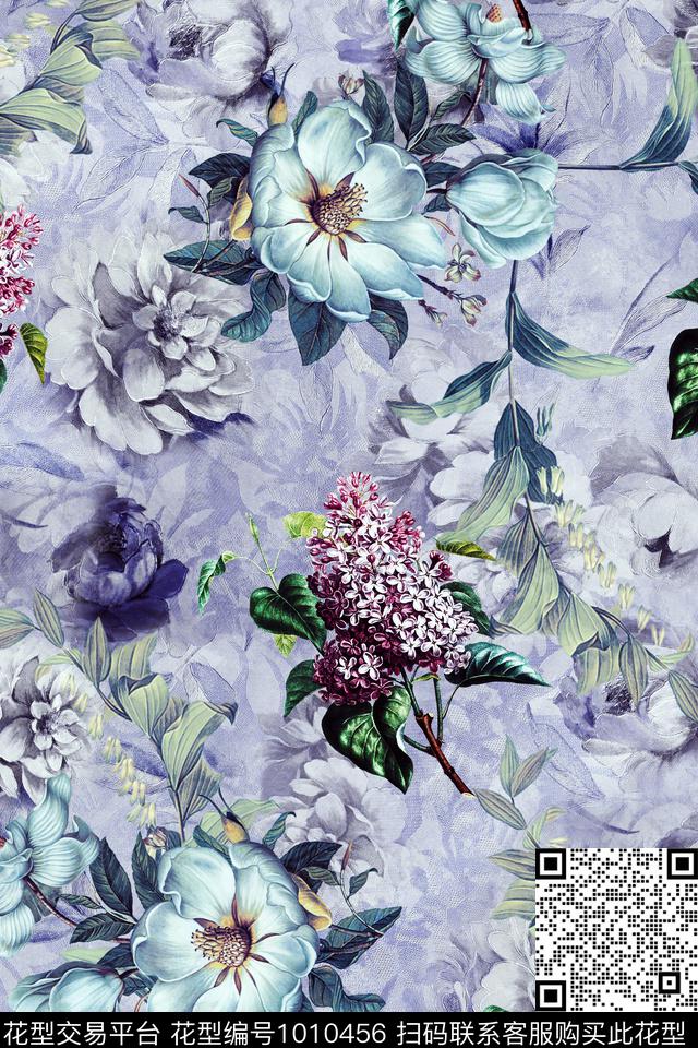 数码华亿平台女装手绘花卉数码印花华亿平台下载（图片编号: 1010456） - 瓦栏（Walan）