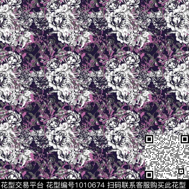 水彩花卉花卉女装数码印花华亿平台下载（图片编号: 1010674） - 瓦栏（Walan）