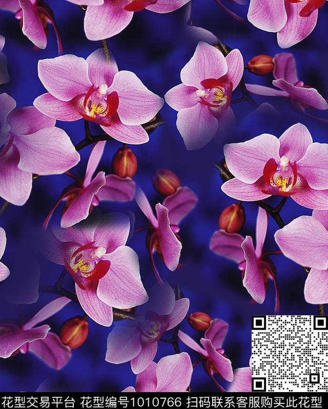 大花花卉香云纱数码印花华亿平台下载（图片编号: 1010766） - 瓦栏（Walan）