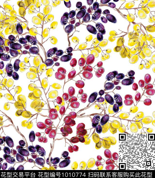 春夏华亿平台葡萄大牌风数码印花华亿平台下载（图片编号: 1010774） - 瓦栏（Walan）